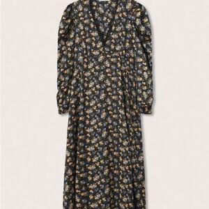 Mango Black Long Sleeve V-Neck Sundress